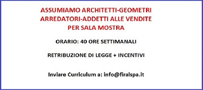 ASSUMIAMO ARCHITETTI-GEOMETRI-ARREDATORI-ADDETTI ALLE VENDITE PER SALA MOSTRA